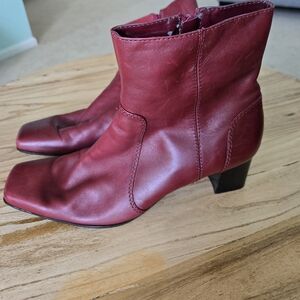 Women's Red Leather Ankle Boots